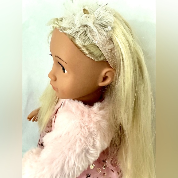 Our Generations Doll “Millie”  In Pink Sequins Dress & Fur Coat - Picture 7 of 15